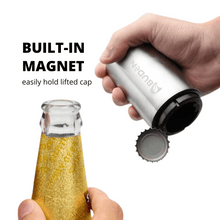 Load image into Gallery viewer, Magnetic Bottle Opener Stainless Steel Push Down Bottle Opener Beer Bottle Cap Opener with Magnet Barware Beer Gifts Kitchen Gadgets for Men