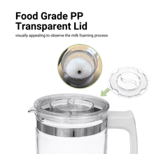 Load image into Gallery viewer, ABUDEN Milk Frother Glass Jug with Lid and Frothing Whisk 250ml Milk Foam Maker