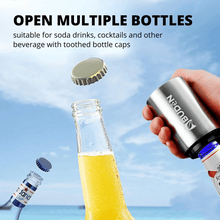 Load image into Gallery viewer, Magnetic Bottle Opener Stainless Steel Push Down Bottle Opener Beer Bottle Cap Opener with Magnet Barware Beer Gifts Kitchen Gadgets for Men