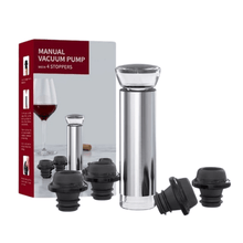 Load image into Gallery viewer, ABUDEN Wine Vacuum Stopper Wine Pourer Set Manual Vacuum Pump Set Wine Tool Barware Mini Wine Stopper Date Adjust