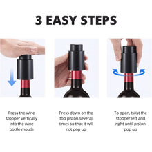Load image into Gallery viewer, ABUDEN Wine Vacuum Stopper Wine Pourer Set Manual Vacuum Pump Set Wine Tool Barware Mini Wine Stopper Date Adjust