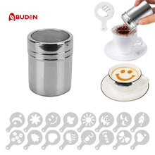 Load image into Gallery viewer, ABUDEN Stainless Steel Coffee Powder Duster Coffee Duster 16 Coffee Art Stencils Cocoa Powder Shaker Cocoa Duster