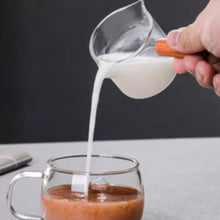 Load image into Gallery viewer, ABUDEN Double Mouth Espresso Measuring Glass Cup Wooden Handle Coffee Measuring Glass Transparent Coffee Glass Cup