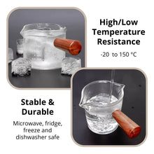 Load image into Gallery viewer, ABUDEN Double Mouth Espresso Measuring Glass Cup Wooden Handle Coffee Measuring Glass Transparent Coffee Glass Cup