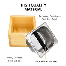 Load image into Gallery viewer, ABUDEN Coffee Knock Box Detachable Wooden Stainless Steel Knock Box Coffee Waste Bin Container Coffee Waste Storage