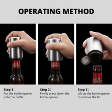 Load image into Gallery viewer, Magnetic Bottle Opener Stainless Steel Push Down Bottle Opener Beer Bottle Cap Opener with Magnet Barware Beer Gifts Kitchen Gadgets for Men