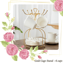 Load image into Gallery viewer, Seralle Tea Cup Display Stand Coffee Cup Stand Gold Teaset Rack Cup &amp; Saucer Rack Bird Style Tea Cup Display Stand
