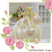 Load image into Gallery viewer, Seralle Tea Cup Display Stand Coffee Cup Stand Gold Teaset Rack Cup &amp; Saucer Rack Bird Style Tea Cup Display Stand
