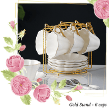 Load image into Gallery viewer, Seralle Tea Cup Display Stand Coffee Cup Stand Gold Teaset Rack Cup &amp; Saucer Rack Bird Style Tea Cup Display Stand
