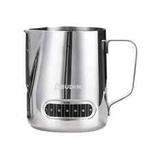 Load image into Gallery viewer, ABUDEN Thermometer Milk Pitcher 600ml Milk Frothing Pitcher Stainless Steel Thermometer Milk Jug

