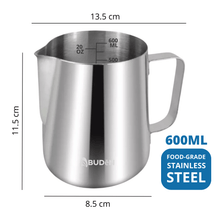 Load image into Gallery viewer, ABUDEN Milk Pitcher 600ml Frothing Jug Frothing Pitcher Frothing Cup Stainless Steel Milk Pitcher Milk Frothing Pitcher
