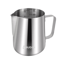Load image into Gallery viewer, ABUDEN Milk Frothing Jug 350ml Pitcher Measurement Scale Stainless Steel Latte Milk Foam Pitcher Jug
