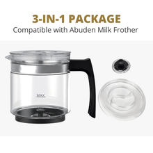 Load image into Gallery viewer, ABUDEN Milk Frother Glass Jug with Lid and Frothing Whisk 250ml Milk Foam Maker
