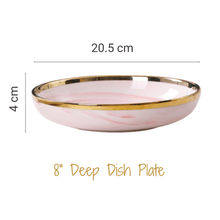 Load image into Gallery viewer, Marble Pink Ceramic Plate 10 inch Nordic Tableware Pinggan Mangkuk Seramik Rice Bowl Soup Spoon Sauce Plate Noodle Bowl

