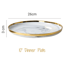 Load image into Gallery viewer, Marble White Ceramic Plate 10 inch Nordic Tableware Pinggan Mangkuk Seramik Rice Bowl Soup Spoon Sauce Plate Noodle Bowl
