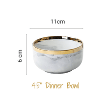 Load image into Gallery viewer, Marble White Ceramic Plate 10 inch Nordic Tableware Pinggan Mangkuk Seramik Rice Bowl Soup Spoon Sauce Plate Noodle Bowl
