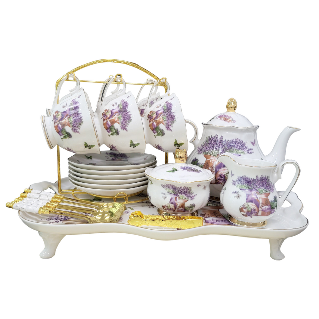 Lavender Teapot Set Porcelain English Tea Set Vintage Tea Set English Style European Tea Set Tea Pot Set English Style