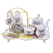 Load image into Gallery viewer, Lavender Teapot Set Porcelain English Tea Set Vintage Tea Set English Style European Tea Set Tea Pot Set English Style
