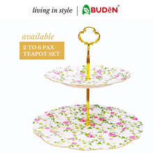 Load image into Gallery viewer, Porcelain Dessert Tray 2 Tier English Style 3 Tier Dessert Tray Flower Dessert Plate European Pastry Tray Serving Plates
