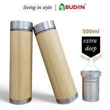 Load image into Gallery viewer, Abuden Eco-Friendly Bamboo Tumbler Stylish Sustainable Tea-Infusion Ready Thermos Preserve Heat Triple Layer Inner SU304
