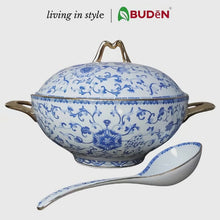 Load and play video in Gallery viewer, Chinese Porcelain Soup Bowl with Lid Bowl with Handle Soup Bowl with Cover Lid Porcelain Soup Spoon Porcelain Bowl
