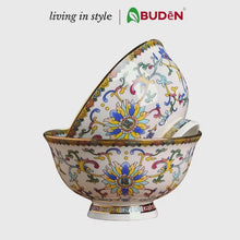 Load and play video in Gallery viewer, Traditional Chinese Dinner Bowl 4.5 inch Dinner Bowl Oriental Design Tableware Oriental Flower Tableware China Porcelain
