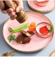 Load image into Gallery viewer, Pink Nordic Tableware Ceramic Dinner Plate 10 inch Pinggan Mangkuk Seramik Rice Bowl Spoon Sauce Plate Soup Bowl 8 inch
