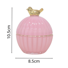 Load image into Gallery viewer, Abuden Mini Borosilicate Glass Jar Gold Bird Mini Storage Jewellery Case Condiments Storage Pink Glass Storage Cyan
