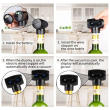 Load image into Gallery viewer, ABUDEN Electric Wine Vacuum Stopper Wine Cap Air Tight Vacuum Automatic Wine Stopper Red Wine Stopper Wine Bottle Sealer
