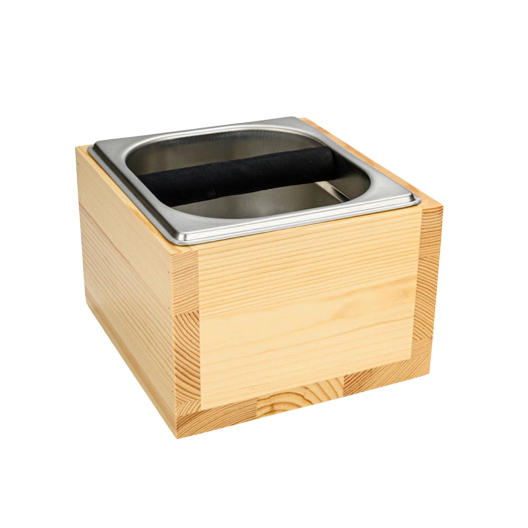 ABUDEN Coffee Knock Box Detachable Wooden Stainless Steel Knock Box Coffee Waste Bin Container Coffee Waste Storage