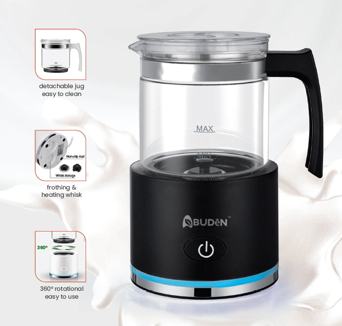 Detachable Automatic Milk Frother with Glass Mug 250ml – Abuden