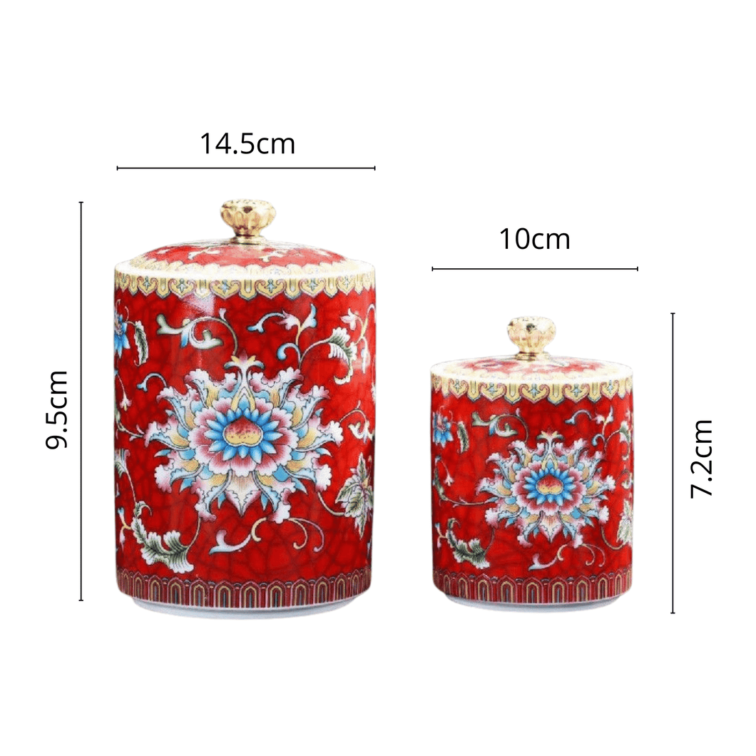 Chinese Tea Canister Porcelain Ceramic Air Tight Container Oriental Floral Caddy Malaysia Tea Caddy Canister Airtight
