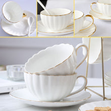 Load image into Gallery viewer, Porcelain English Tea Cup Set European White Tea Cup Saucer Set Tea Set English Style Ceramic Cup Set Classic White Cup
