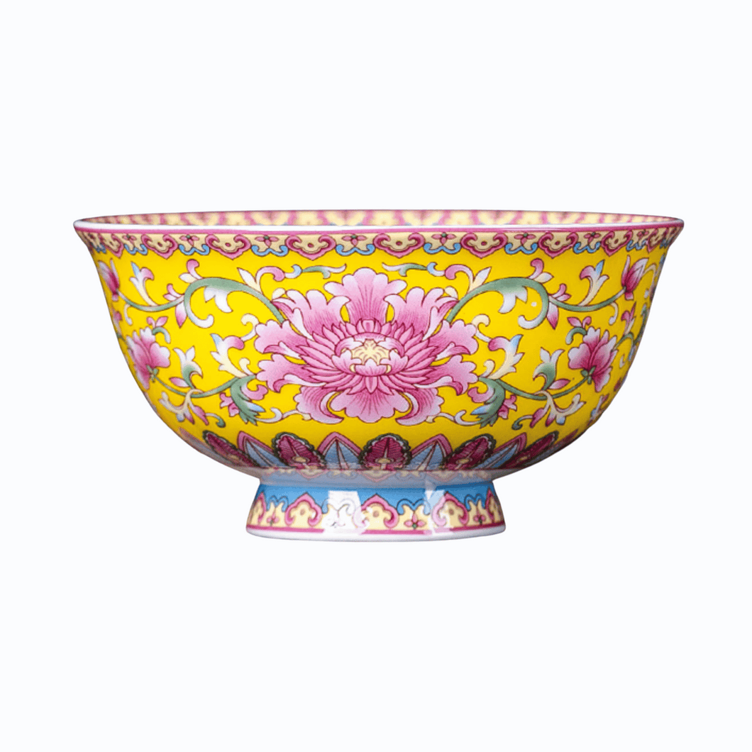 Traditional Chinese Dinner Bowl 4.5 inch Dinner Bowl Oriental Design Tableware Oriental Flower Tableware China Porcelain