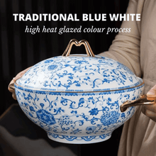 Load image into Gallery viewer, Chinese Porcelain Soup Bowl with Lid Bowl with Handle Soup Bowl with Cover Lid Porcelain Soup Spoon Porcelain Bowl
