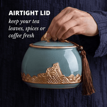 Load image into Gallery viewer, Chinese Tea Canister Air Tight Traditional Tea Caddy Ceramic AirTight Container Porcelain Caddy Air Tight Tea Container
