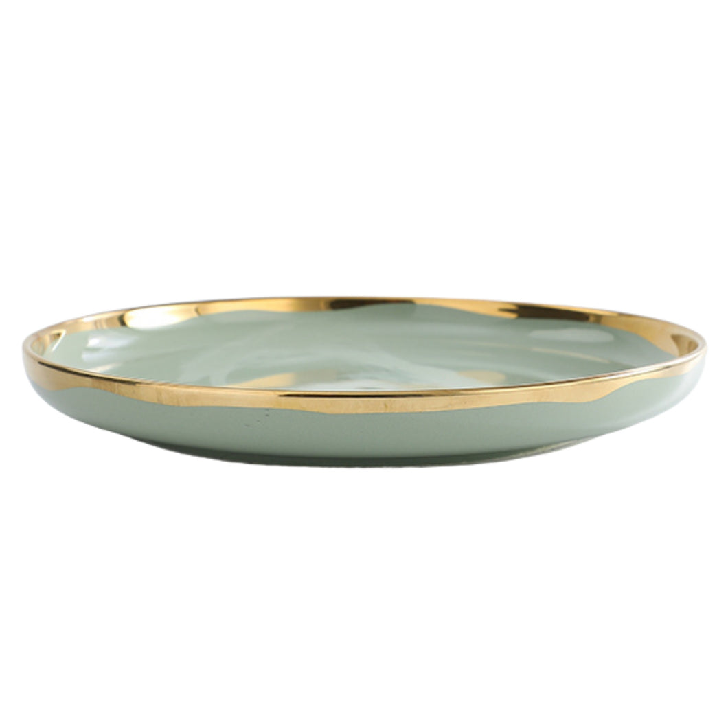 Seralle Light Green Nordic Tableware Ceramic Dinner Plate 10 inch Pinggan Mangkuk Seramik Rice Bowl Spoon Sauce Plate Soup Bowl 8 inch