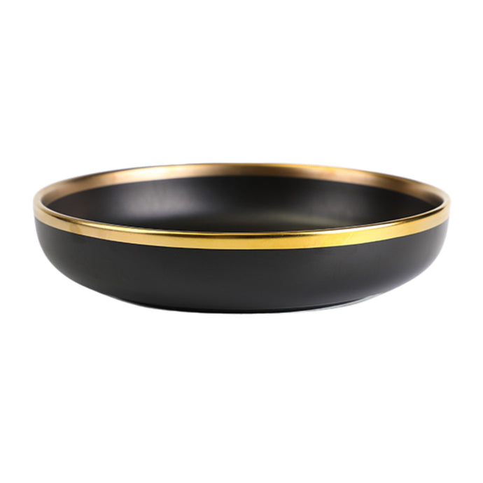 Black Nordic Tableware Ceramic Dinner Plate 10 inch Pinggan Mangkuk Seramik Rice Bowl Spoon Sauce Plate Soup Bowl 8 inch