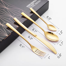 Load image into Gallery viewer, Dining Cutlery Set Gold Silver Flatware Set Stainless Steel Cutlery Set 24 Pieces Gold Spoon Knife Fork and Spoon Set
