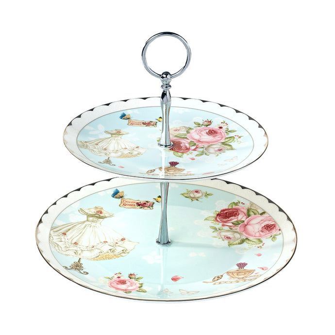 Porcelain Dessert Tray 2 Tier English Style 3 Tier Dessert Tray Flower Dessert Plate European Pastry Tray Serving Plates