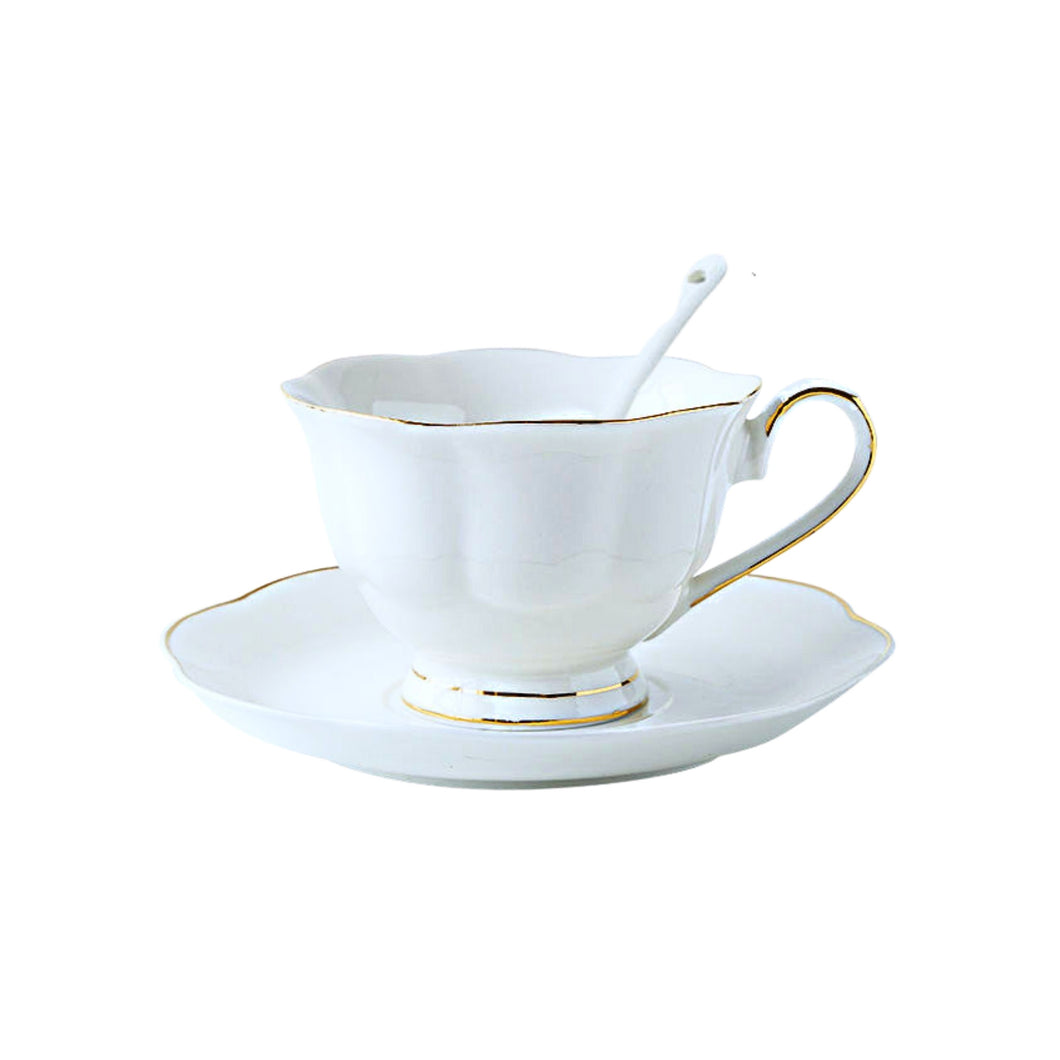 Porcelain English Tea Cup Set European White Tea Cup Saucer Set Tea Set English Style Ceramic Cup Set Classic White Cup