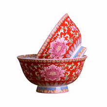 Load image into Gallery viewer, Traditional Chinese Dinner Bowl 4.5 inch Dinner Bowl Oriental Design Tableware Oriental Flower Tableware China Porcelain
