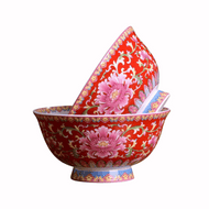 Traditional Chinese Dinner Bowl 4.5 inch Dinner Bowl Oriental Design Tableware Oriental Flower Tableware China Porcelain