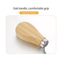 Load image into Gallery viewer, ABUDEN Oak Wood Cheese Board Round Cheese Board Knife Set Stainless Steel Cheese Knife Set Small Cheese Board Set

